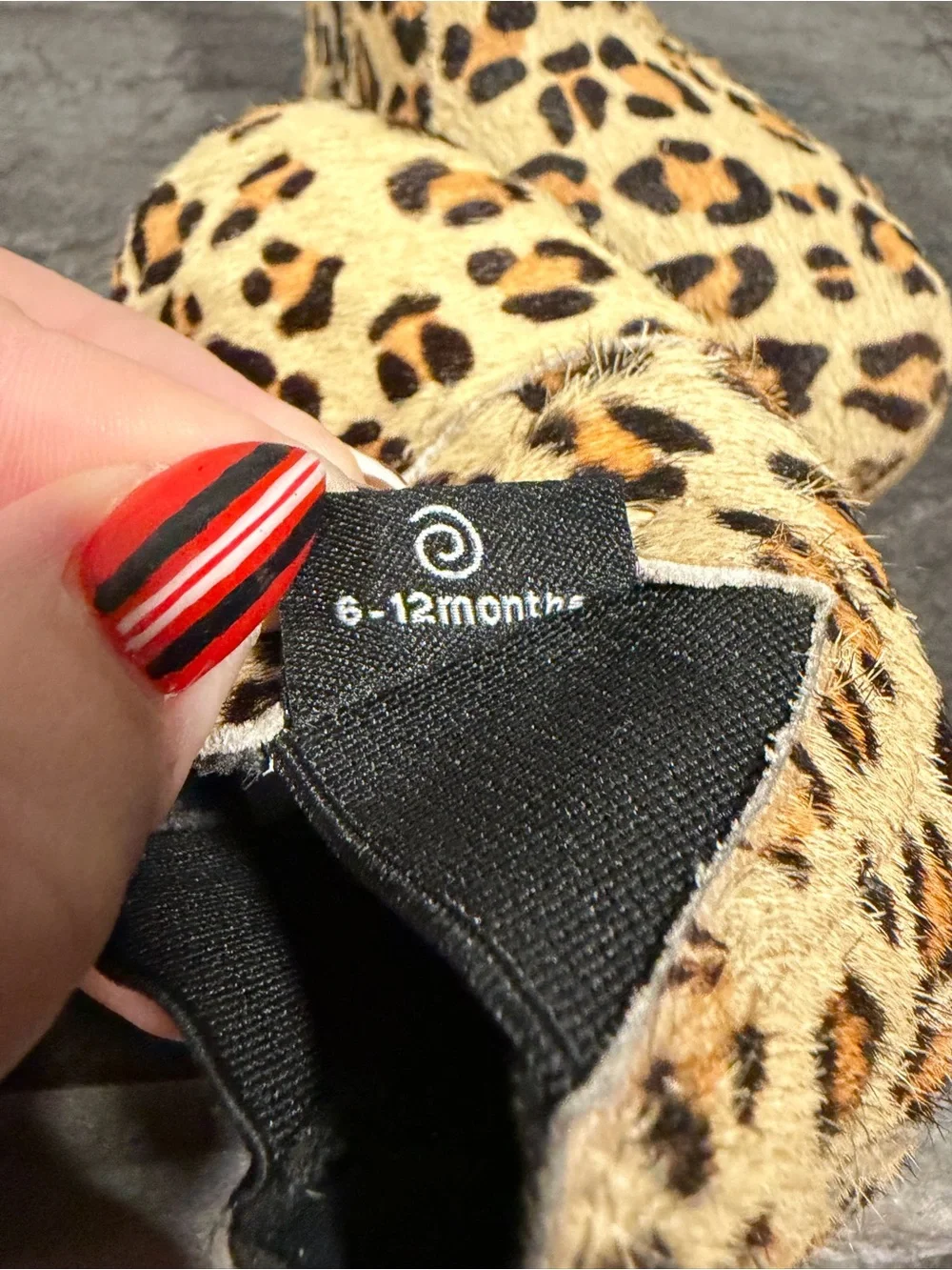 Leopard Print Hair Baby Booties - Tan/Black